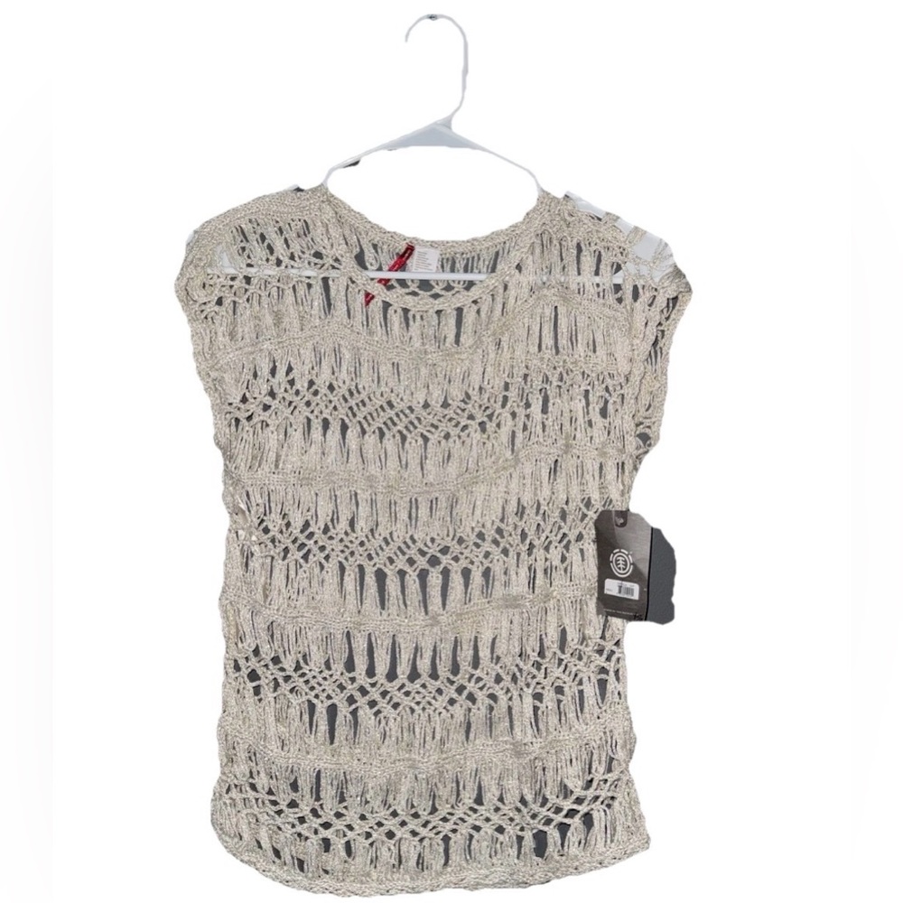 Women’s ELEMENT Open-Knit Metallic Crochet Tank Top – Size M